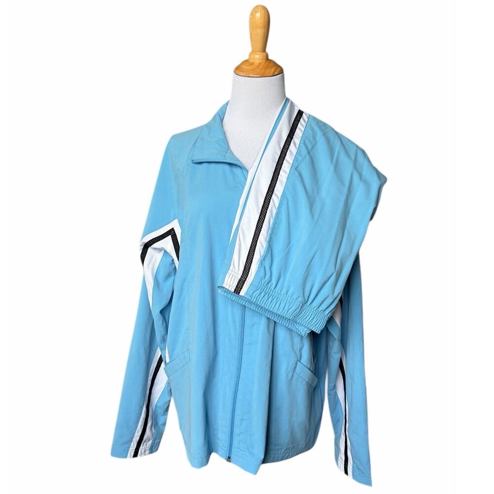 VTG Nike Women's Sky Blue w/ Black/White Side Stripes Track Suit- XL Top/L Pants - Picture 4 of 13